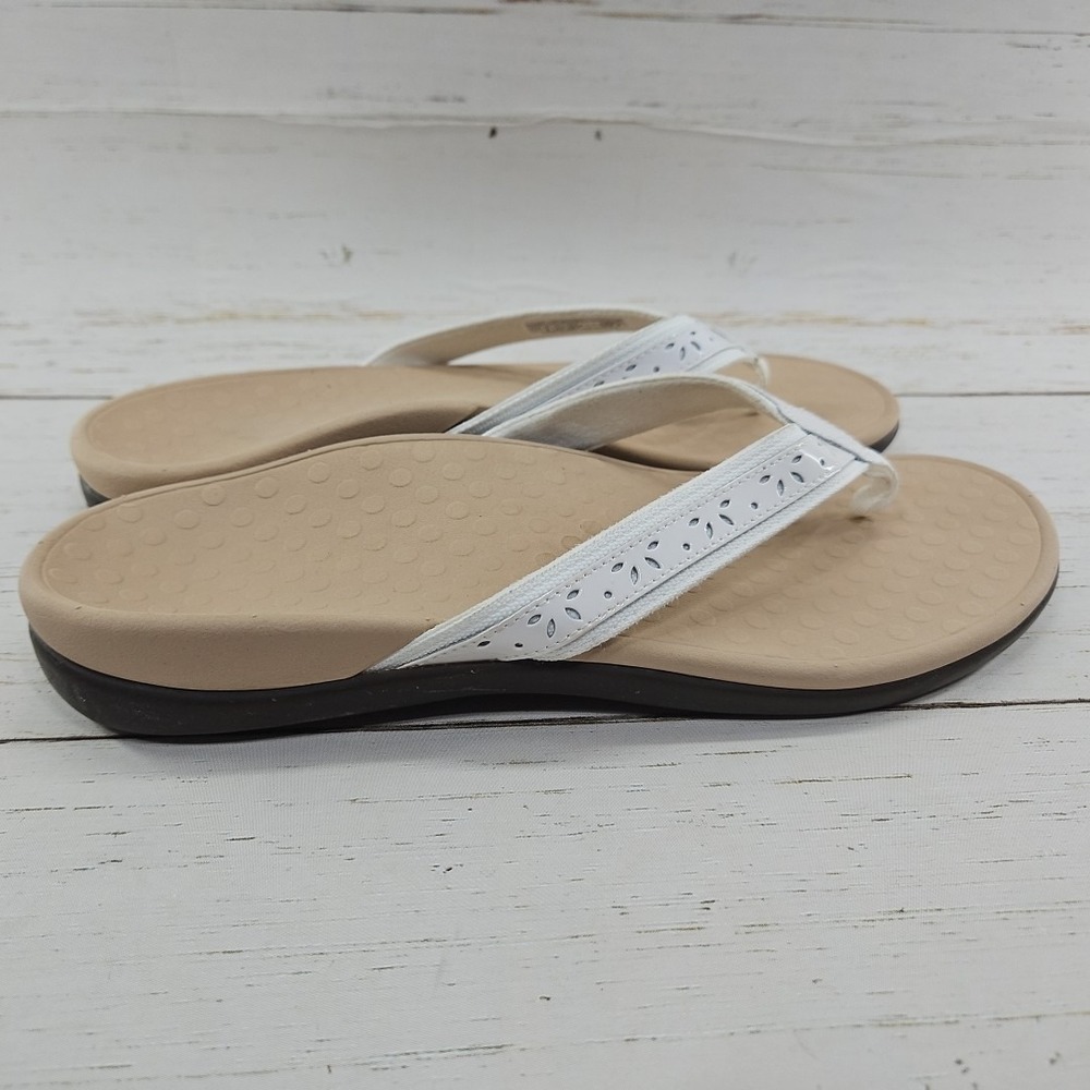 Vionic Casandra Womens 11‎ White Leather Flip Flop Thong Toe Post Casual Sandals - Picture 5 of 10